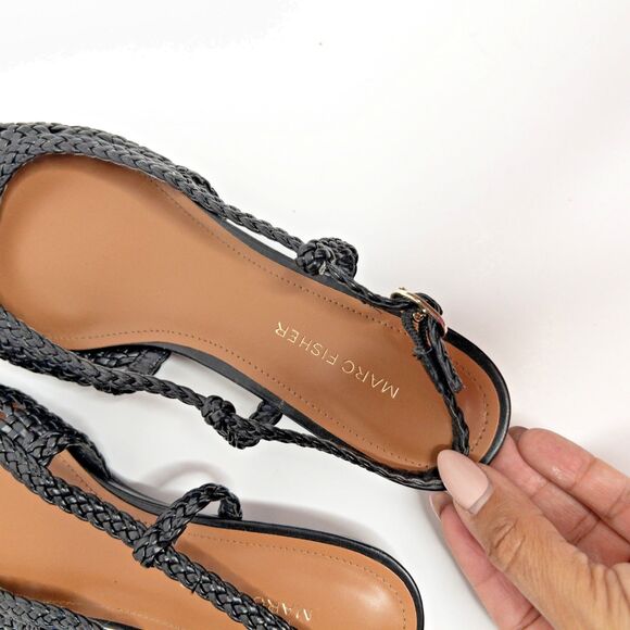 Marc Fisher Woven Slingback Kelysa Ballet Flat Black Pointed Toe Womens Size 8.5 - Picture 3 of 14